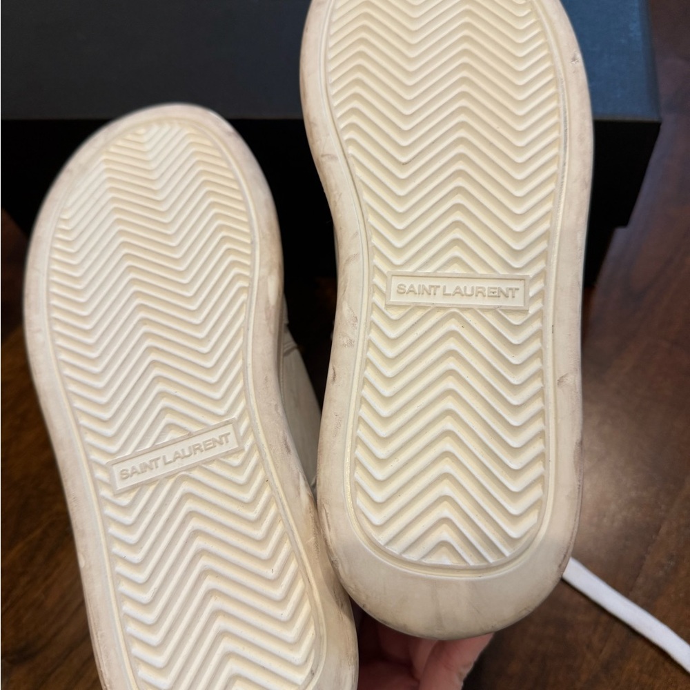 Saint Laurent White Lax distressed Lace-Up Sneakers - Picture 13 of 16